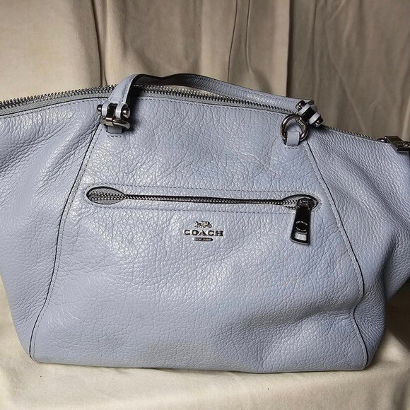Coach Handbags - Coach Light Blue Pebbled Leather Crossbody Satchel